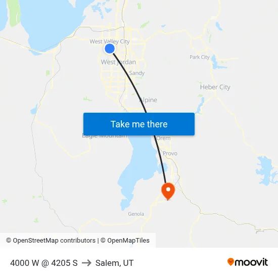 4000 W @ 4205 S to Salem, UT map