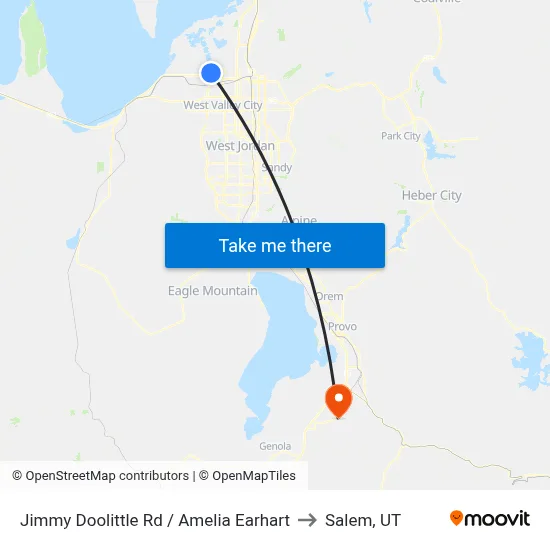 Jimmy Doolittle Rd / Amelia Earhart to Salem, UT map