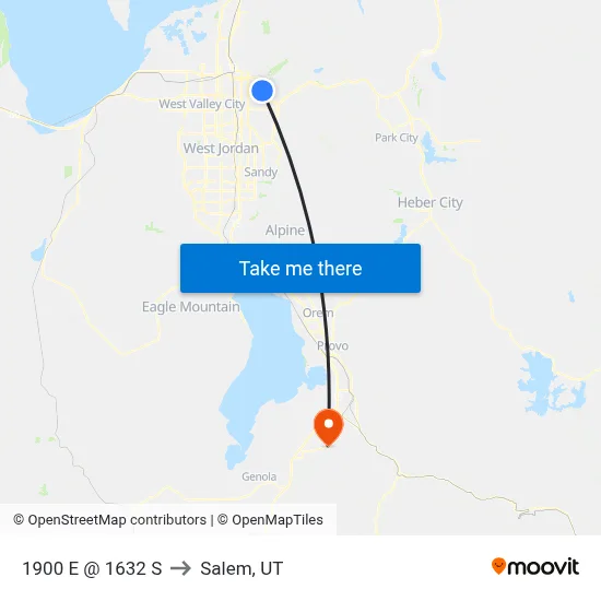 1900 E @ 1632 S to Salem, UT map