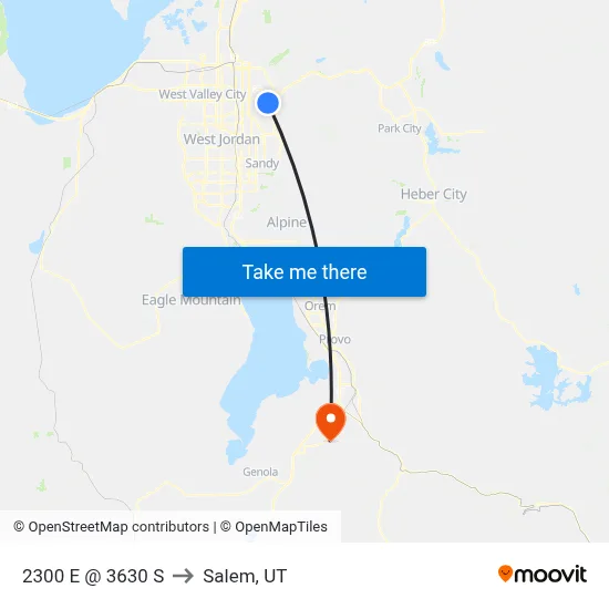 2300 E @ 3630 S to Salem, UT map