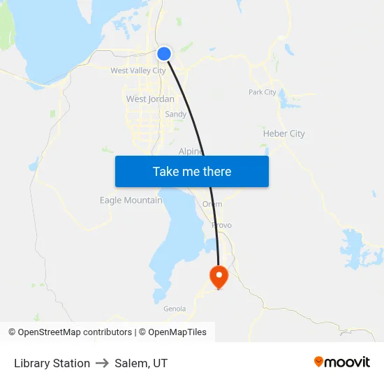 Library Station to Salem, UT map