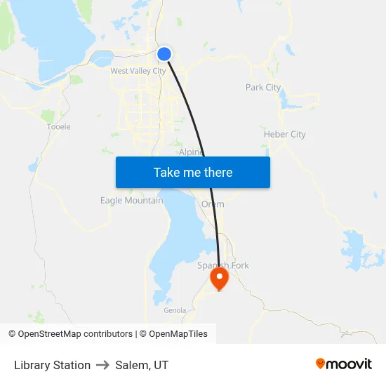 Library Station to Salem, UT map