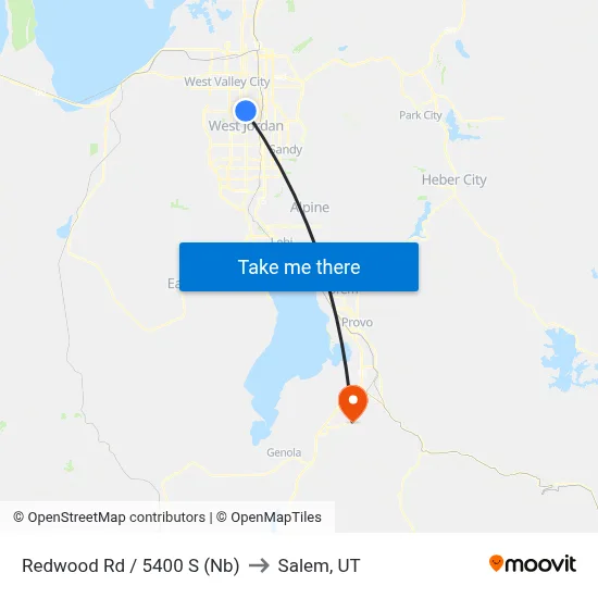 Redwood Rd / 5400 S (Nb) to Salem, UT map