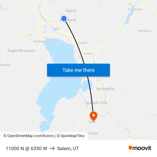 11000 N @ 6350 W to Salem, UT map