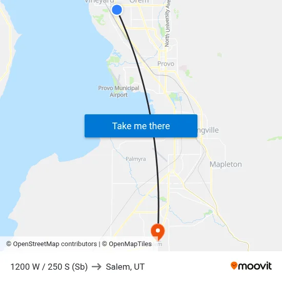 1200 W / 250 S (Sb) to Salem, UT map