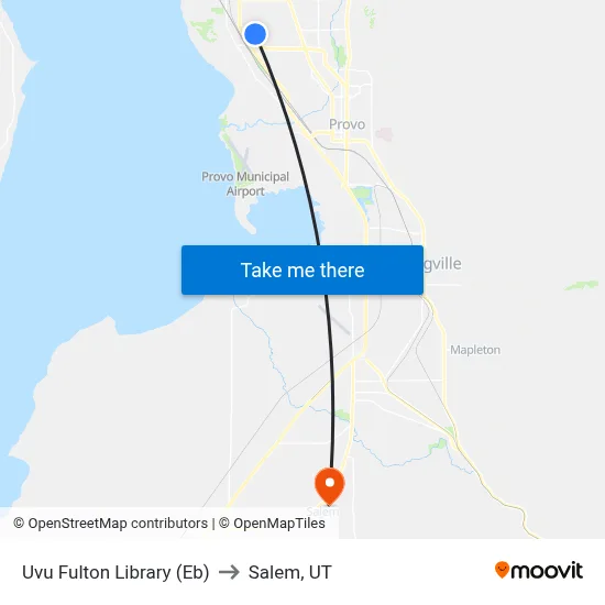 Uvu Fulton Library (Eb) to Salem, UT map