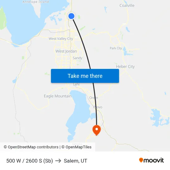 500 W / 2600 S (Sb) to Salem, UT map