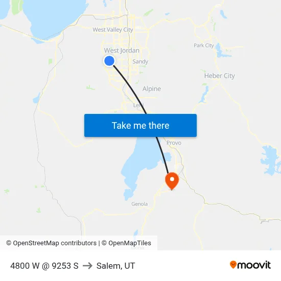 4800 W @ 9253 S to Salem, UT map