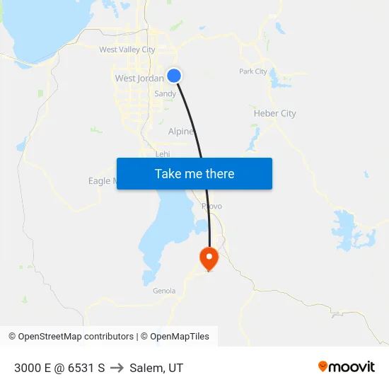 3000 E @ 6531 S to Salem, UT map