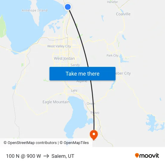 100 N @ 900 W to Salem, UT map
