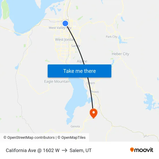 California Ave @ 1602 W to Salem, UT map