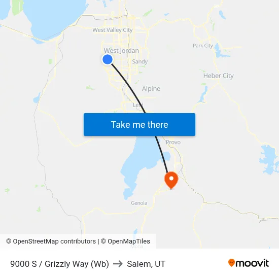 9000 S / Grizzly Way (Wb) to Salem, UT map