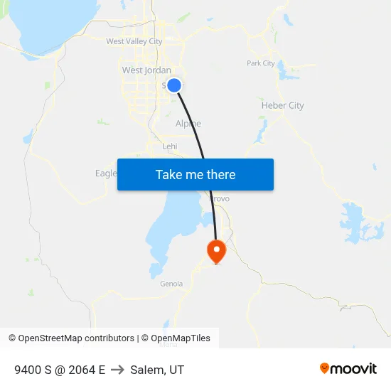 9400 S @ 2064 E to Salem, UT map