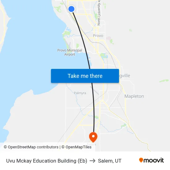 Uvu Mckay Education Building (Eb) to Salem, UT map