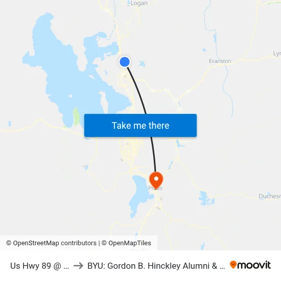 Us Hwy 89 @ 1545 N to BYU: Gordon B. Hinckley Alumni & Visitors Center map
