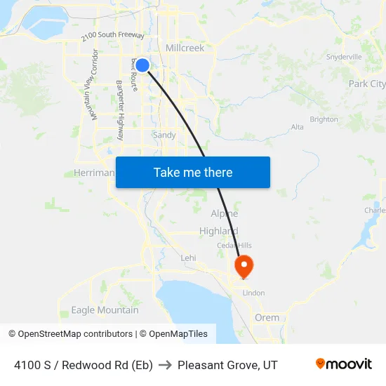 4100 S / Redwood Rd (Eb) to Pleasant Grove, UT map
