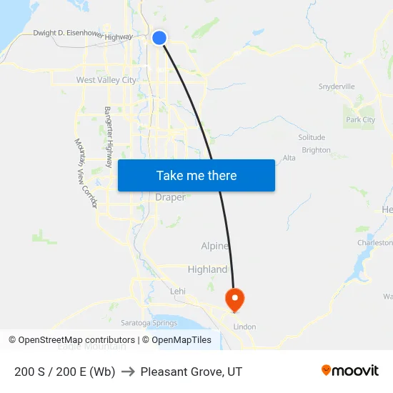 200 S / 200 E (Wb) to Pleasant Grove, UT map