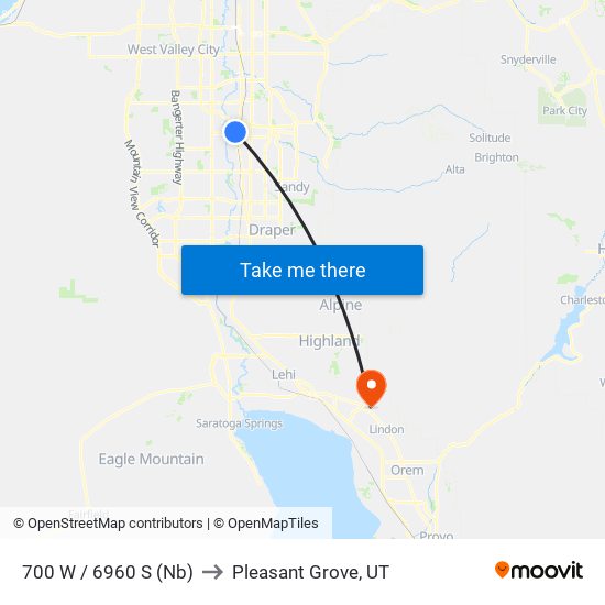 700 W / 6960 S (Nb) to Pleasant Grove, UT map