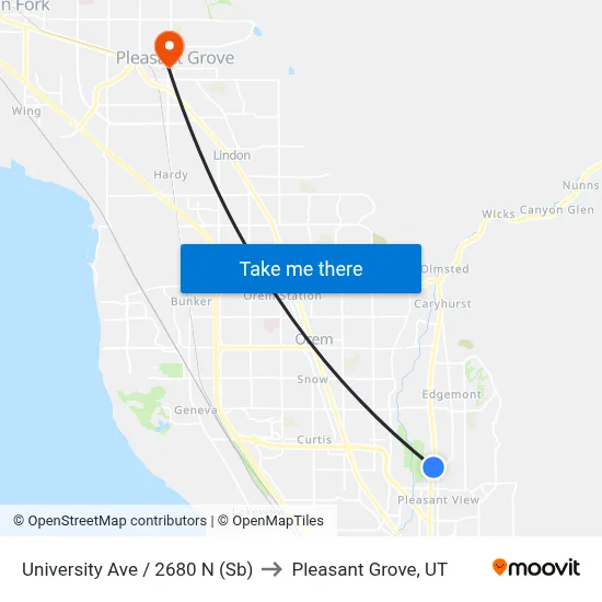 University Ave / 2680 N (Sb) to Pleasant Grove, UT map