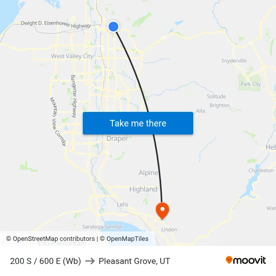 200 S / 600 E (Wb) to Pleasant Grove, UT map