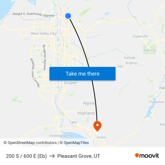200 S / 600 E (Eb) to Pleasant Grove, UT map