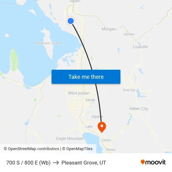 700 S / 800 E (Wb) to Pleasant Grove, UT map