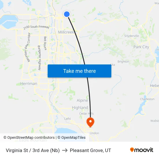 Virginia St / 3rd Ave (Nb) to Pleasant Grove, UT map