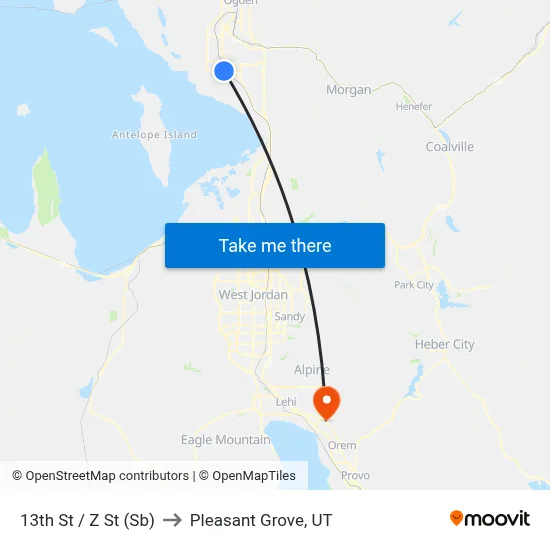 13th St / Z St (Sb) to Pleasant Grove, UT map