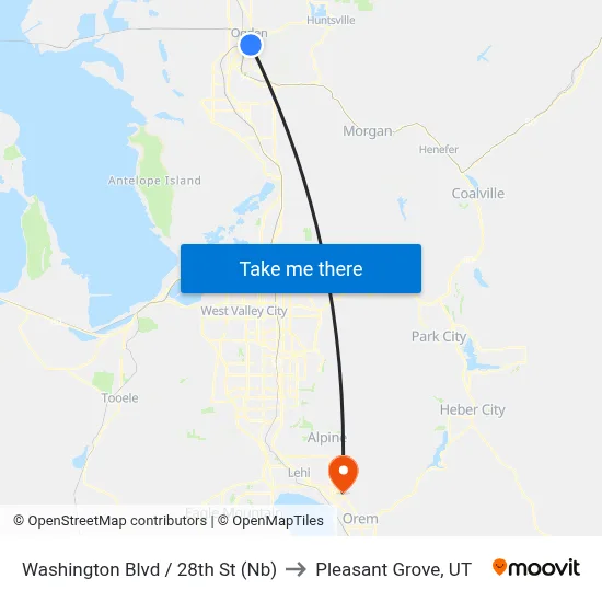 Washington Blvd / 28th St (Nb) to Pleasant Grove, UT map