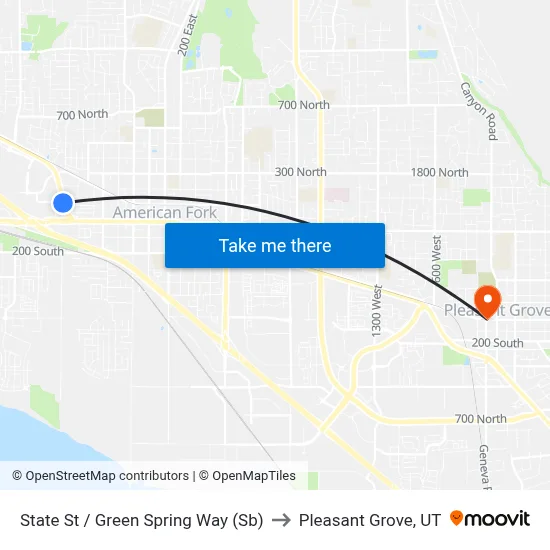 State St / Green Spring Way (Sb) to Pleasant Grove, UT map