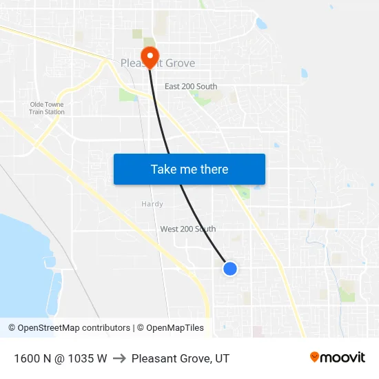 1600 N @ 1035 W to Pleasant Grove, UT map