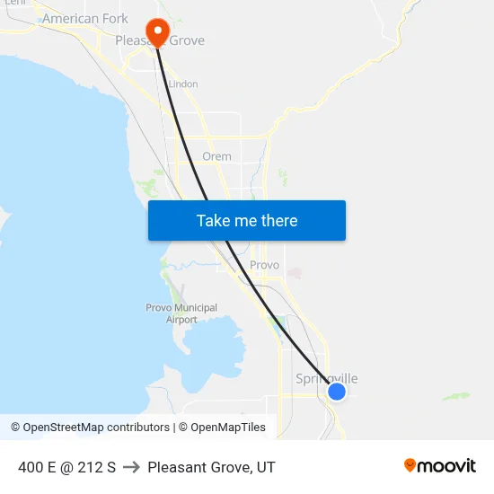 400 E @ 212 S to Pleasant Grove, UT map