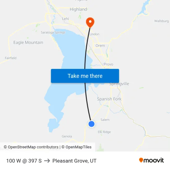 100 W @ 397 S to Pleasant Grove, UT map