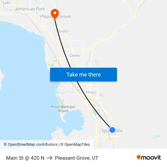 Main St @ 420 N to Pleasant Grove, UT map