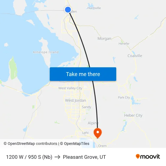 1200 W / 950 S (Nb) to Pleasant Grove, UT map