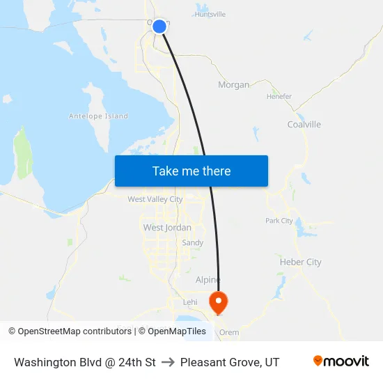 Washington Blvd @ 24th St to Pleasant Grove, UT map