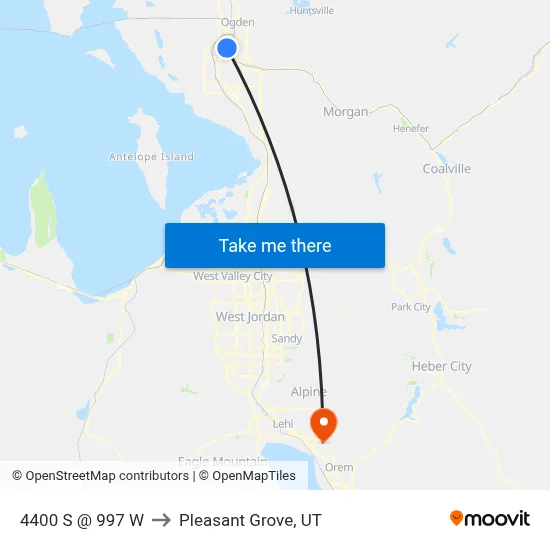 4400 S @ 997 W to Pleasant Grove, UT map