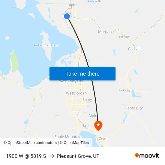 1900 W @ 5819 S to Pleasant Grove, UT map