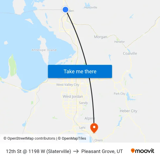12th St @ 1198 W  (Slaterville) to Pleasant Grove, UT map