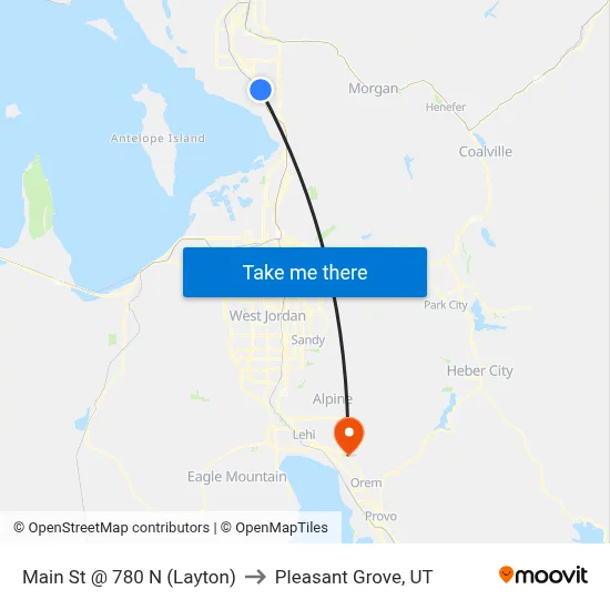 Main St @ 780 N (Layton) to Pleasant Grove, UT map