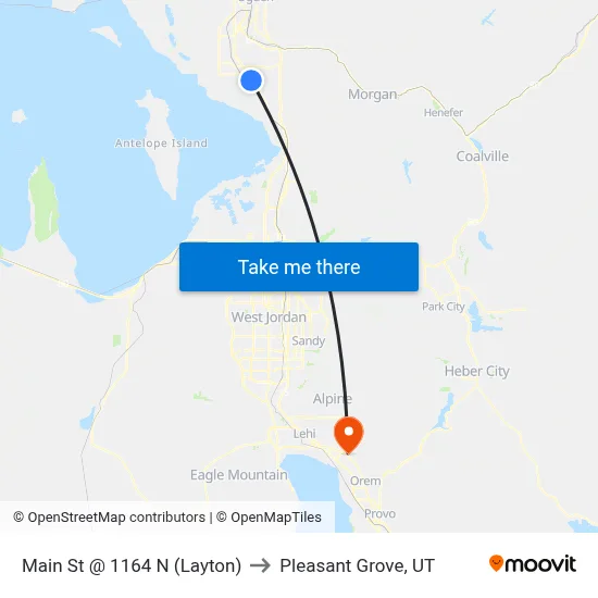 Main St @ 1164 N   (Layton) to Pleasant Grove, UT map