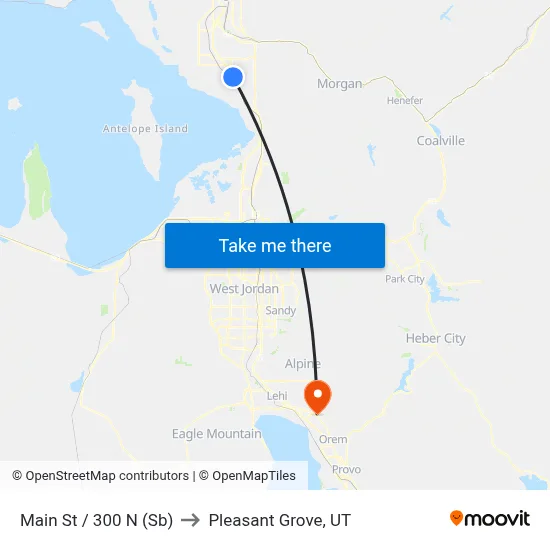 Main St / 300 N (Sb) to Pleasant Grove, UT map