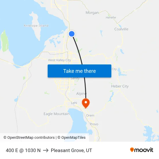 400 E @ 1030 N to Pleasant Grove, UT map