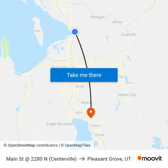 Main St @ 2280 N (Centerville) to Pleasant Grove, UT map