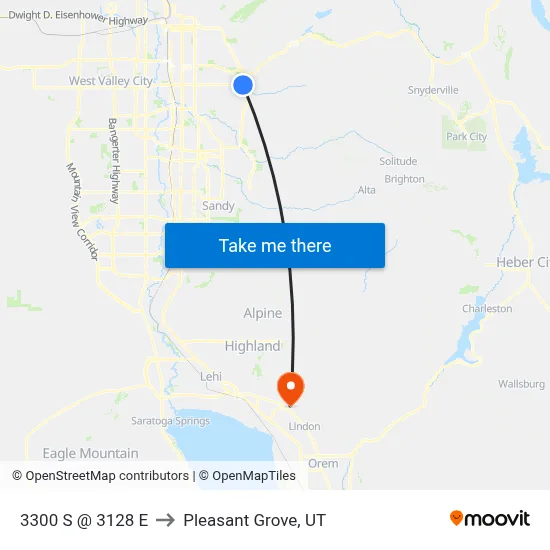 3300 S @ 3128 E to Pleasant Grove, UT map