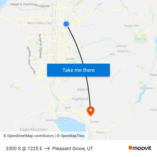 3300 S @ 1225 E to Pleasant Grove, UT map