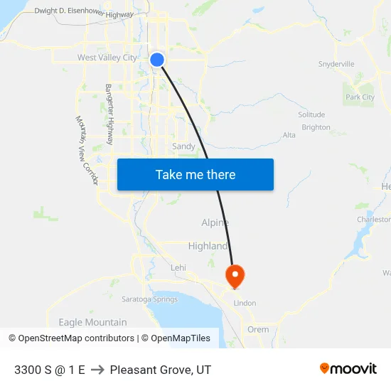 3300 S @ 1 E to Pleasant Grove, UT map