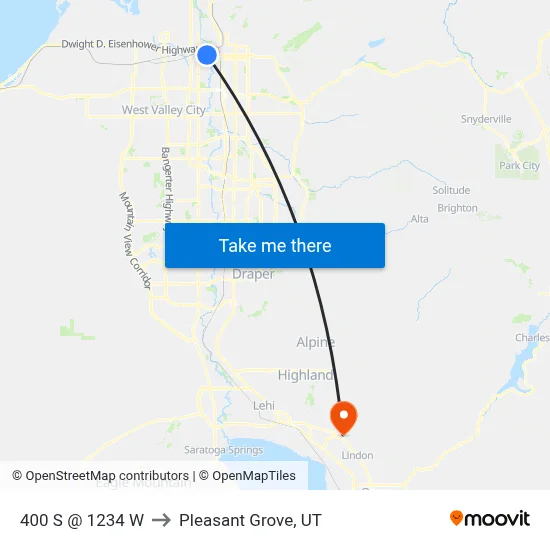 400 S @ 1234 W to Pleasant Grove, UT map