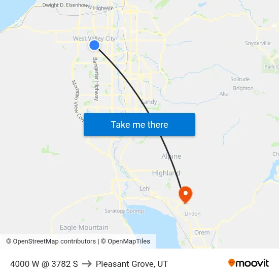4000 W @ 3782 S to Pleasant Grove, UT map