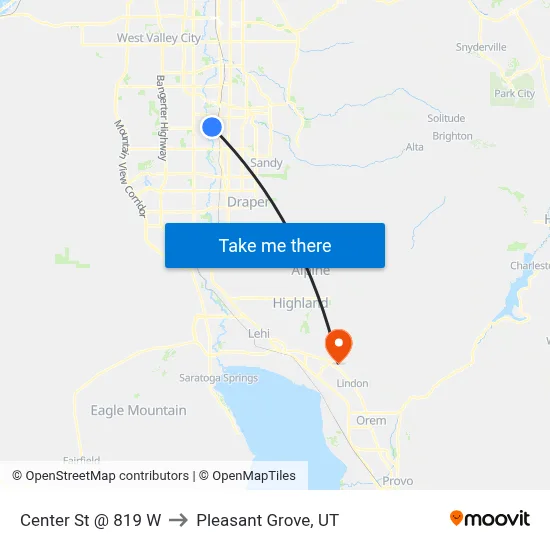 Center St @ 819 W to Pleasant Grove, UT map